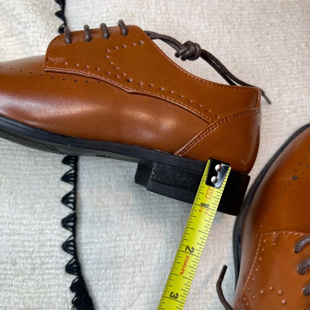 NWOT Stacy Adams Boys Brown Oxfords Dress Shoes Size 1 - Picture 7 of 9